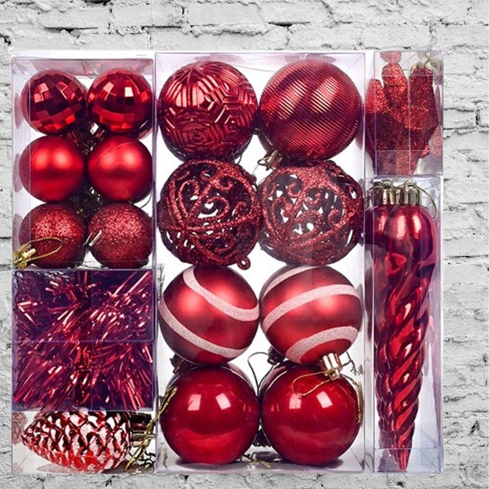 44pcs Shatterproof Electroplated Hanging Balls Christmas Tree Ornaments New Year Decoration