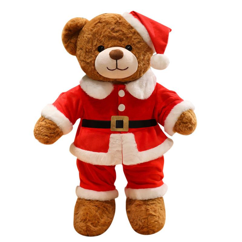Christmas Teddy Bear Plush Toy With Santa Claus Costume Design For Holiday Decor And Gift Giving
