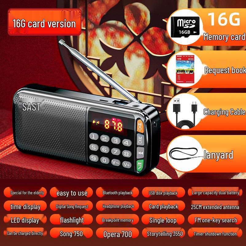 Xianke 2025 Portable Rechargeable Radio & Speaker for Seniors