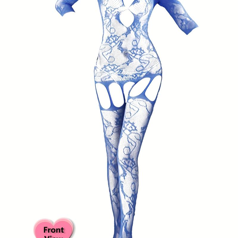 Body de lenjerie sexy Plus pentru femei, Body transparent cu umăr rece, din plasă jacquard