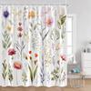 Watercolor Flower Pattern Shower Curtains Colorful Flowers Butterfly Greenery Plants Nature Home Decor For Bathroom Bath Curtain