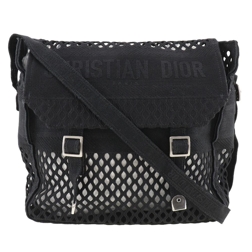 Dior Messenger Shoulder Bag mesh black canvas Women Used