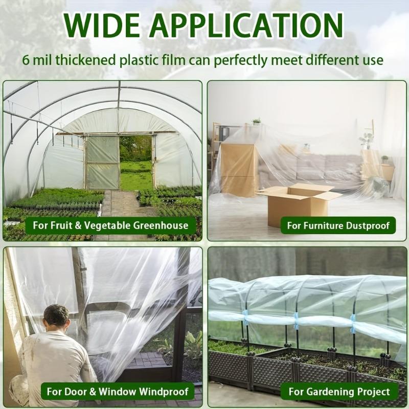 Clear Greenhouse Film Plastic Sheeting Winter Hoop House Covering Freeze Protection Cover for Greenhouse Plants Windproof Frost Dust Proof