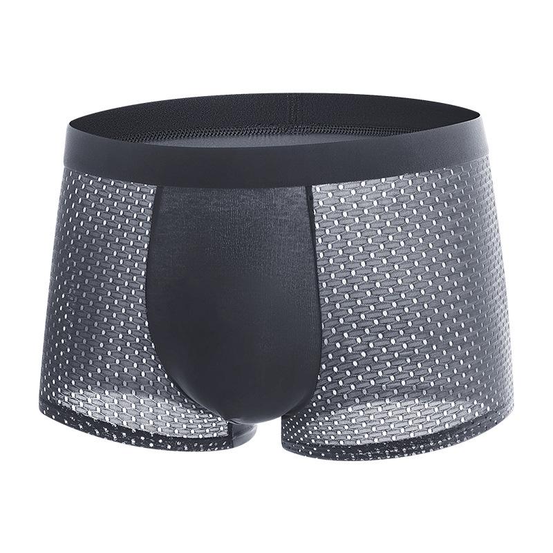 Men's Breathable Ice Silk Mesh Boxer Briefs - Mid-Waist, Comfortable Fit for All Ages