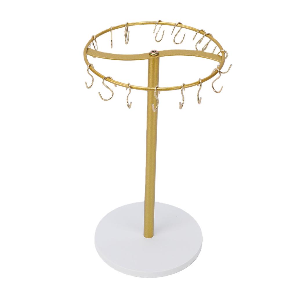Headband Display Stand 22 Hooks Round Shape Metal Wood Jewelry Hairband Holder Display Rack