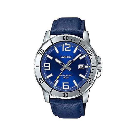 CASIO Casio Standard Men's MTP-VD01L-2B Watch Kids Children Boys Cheap Casio Chipkashi Analog Date Navy Silver Leather Leather Belt Overseas Model