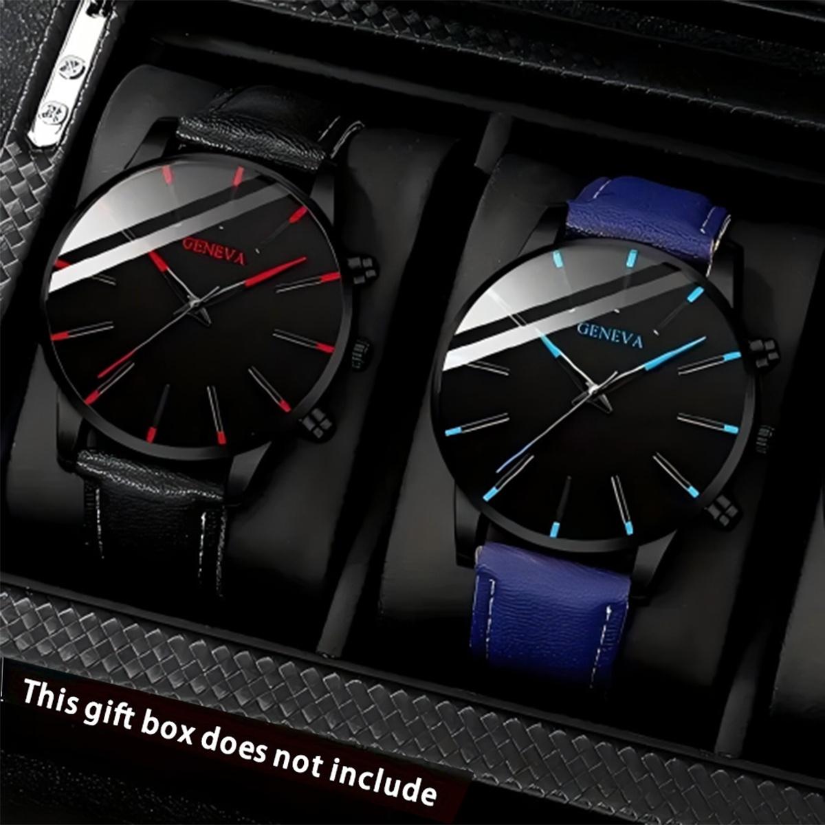 

2PCS Men s Watches, Mens Quartz Business Watch Analog PU Leather Watch - Perfect Gift for Any Occasion, Men Gift