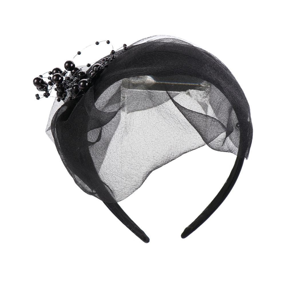 Simple Bead Yarn Half Hat Headband Mesh Plastic Mesh Hair Hoop French Style Headdress Hat Shape Hairband Dinner