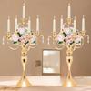 Gold European Retro Five-Head Metal Candle Holder for Weddings and Romantic Dinners