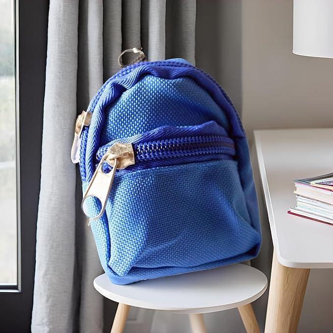 Blue Mini Doll Backpack School Bag Model Dollhouse School Accessory Scale Dollhouse Decoration Simulation Mini School Bag Model Dollhouse 1 1/6