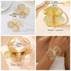 Vintage Metal Brushed Bangle Elegant Open Floral Arm Cuff Bohemian Hollowed Flower Bracelet  Women