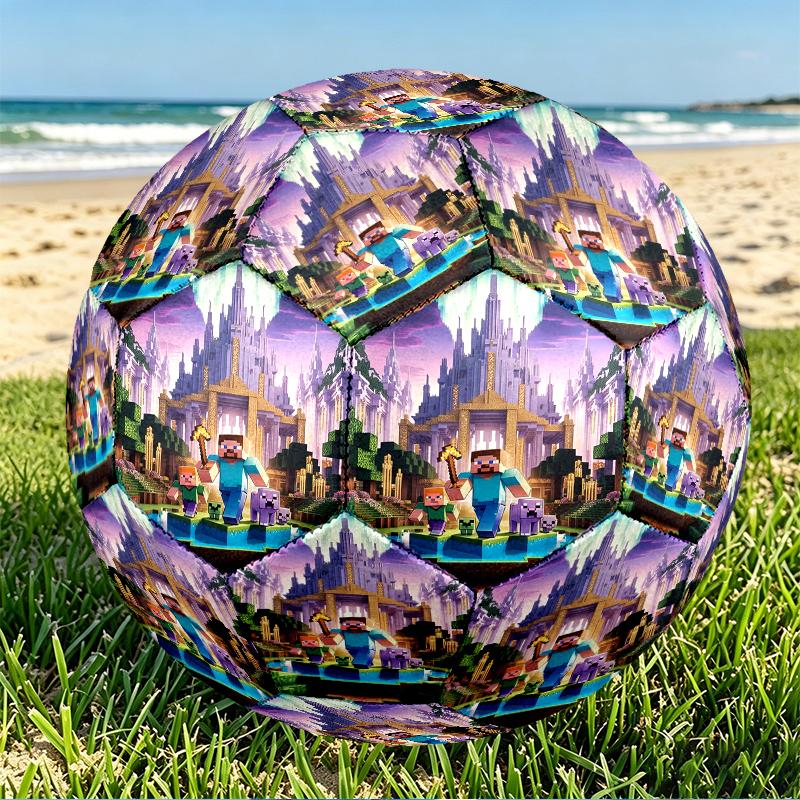 Minecraft Print Size 5 Soccer Ball, PU Wear Resistant Football for Match Training and Daily Practice, Birthday Gift for Soccer Fans