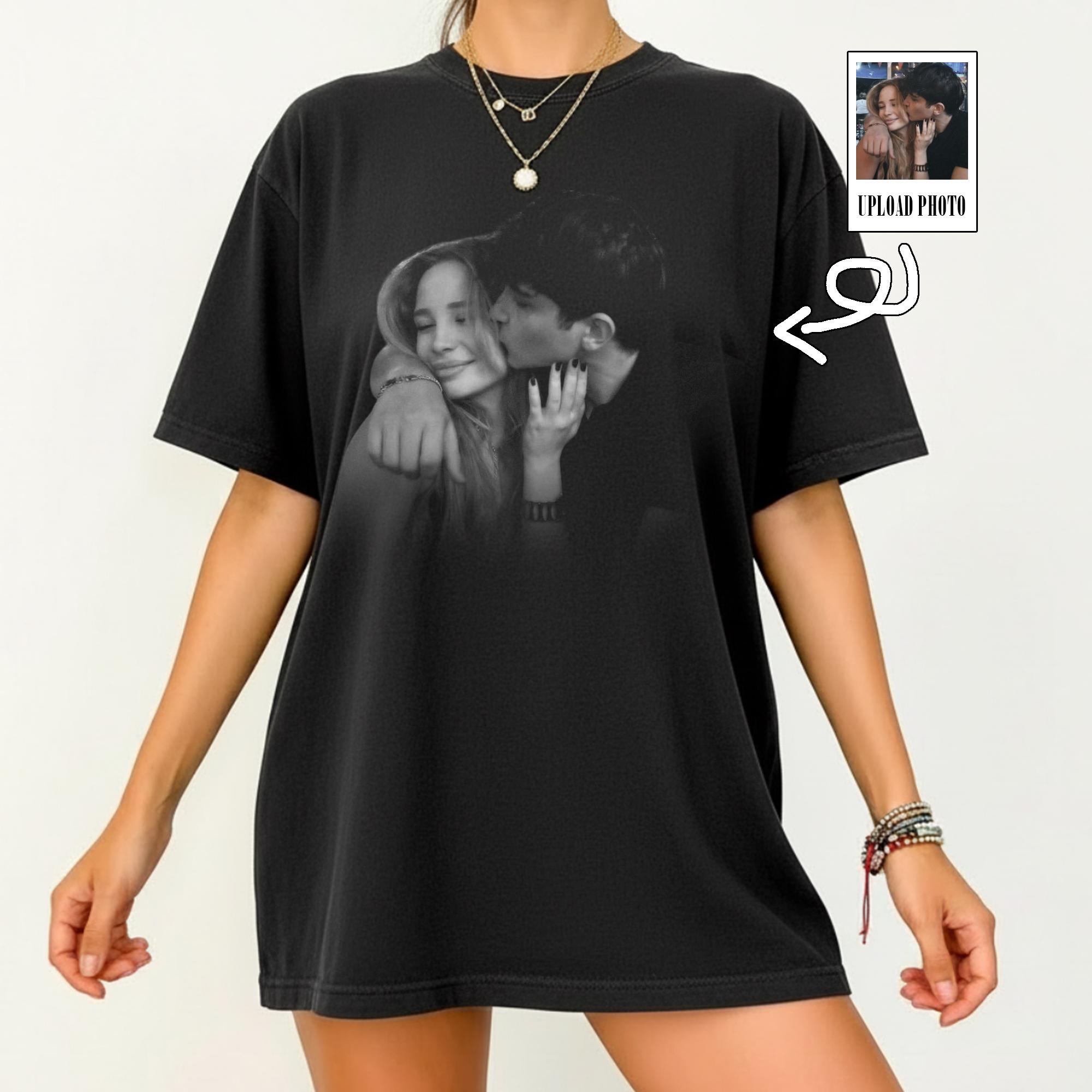 Custom Girlfriend Shirt Boyfriend EngageUnisext Shirt Wedding Anniversary Gift for Couples Photo Shirt Husband Photo S