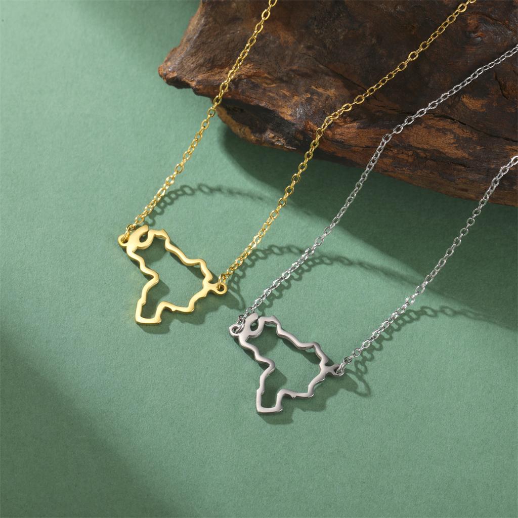 Hollow Venezuela Map Necklace for Women Men Stainless Steel Fashion Venezuelan Pendant Choker Patriotic Jewelry Gifts