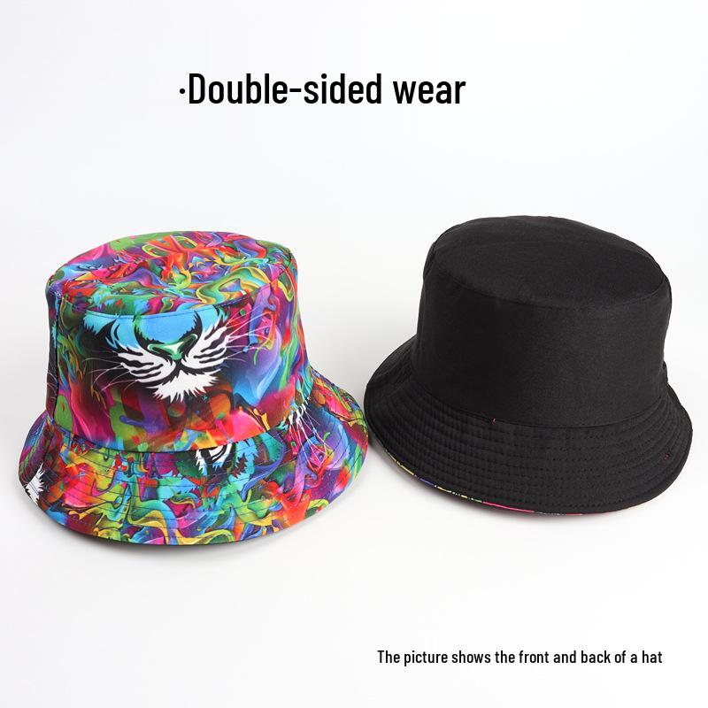 Reversible Colorful Tiger Print Fisherman Hat with Sun Protection