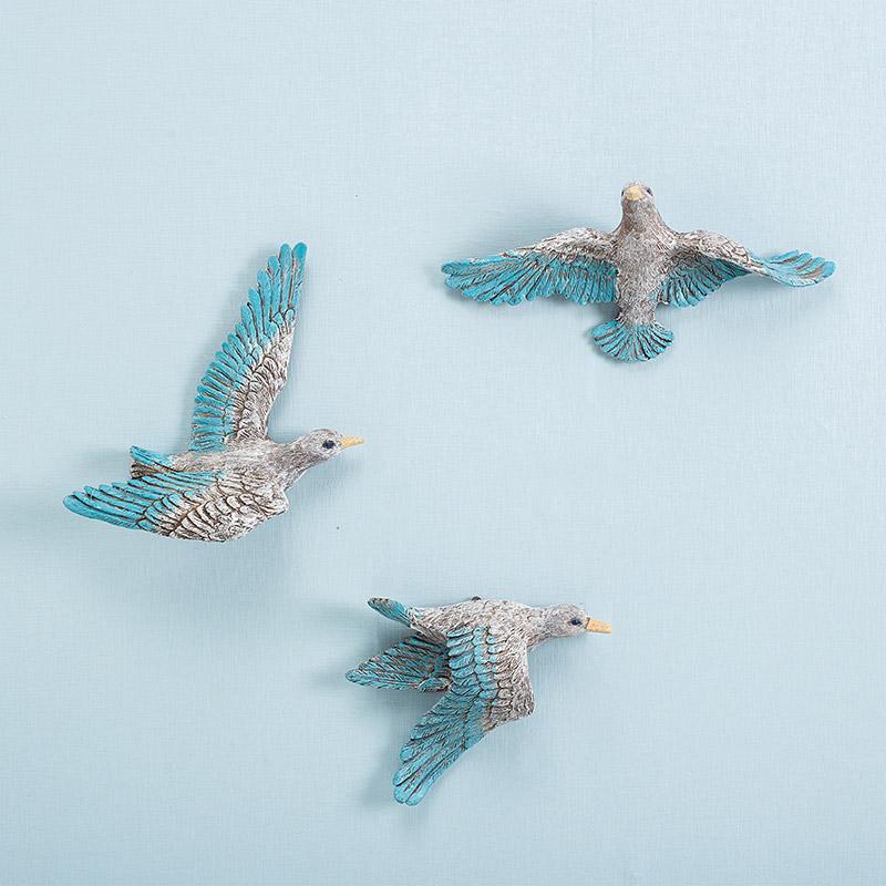 Modern Wall Hanging Seagulls Peace Dove Resin Wall Birds Mural Accessories Club Decor Home Livingroom Wall Sticker Artwork