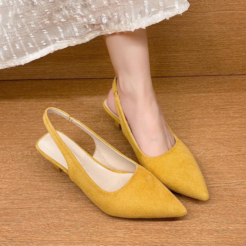 Fashion New Women Sandals Pointed Toe Elegant Low-heel Shoes Summer Fashion Slingback Woman Mules Shoes Pumps Dress Shoes