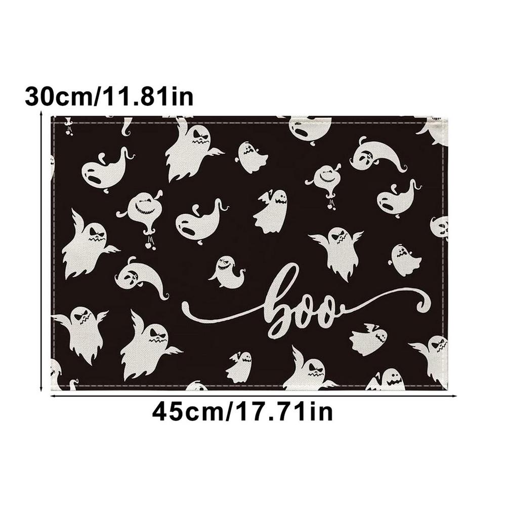 Branches Fall Coffee Cup Table Mat Halloween Cute Ghost Placemat Tree Crows Halloween Placemats Pad Bowl Mat Kitchen Tablecloth