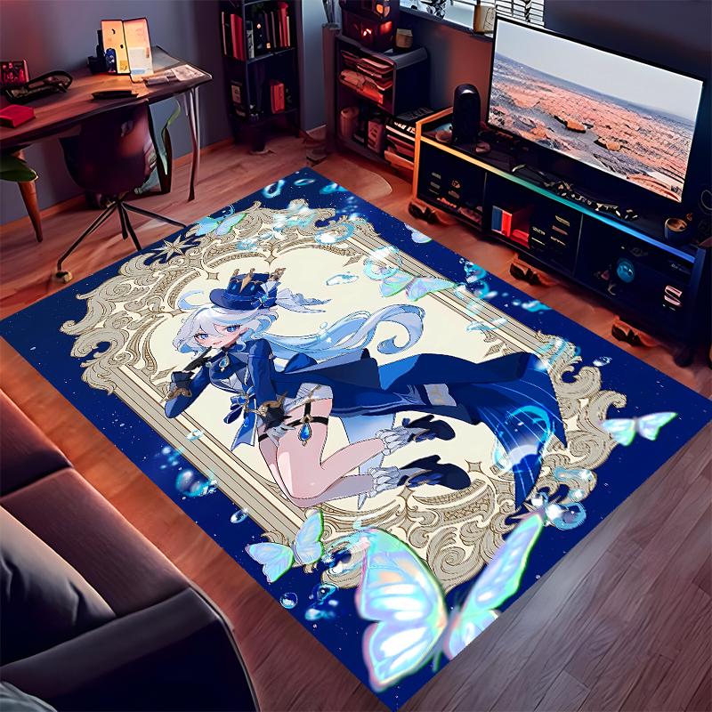 1 Stück Genshin Impact Furina Druck Teppich - Weiche, Waschbare Rutschfeste Indoor-Matte für Bürostühle, Wohnzimmer, Home Office Dekorteppich