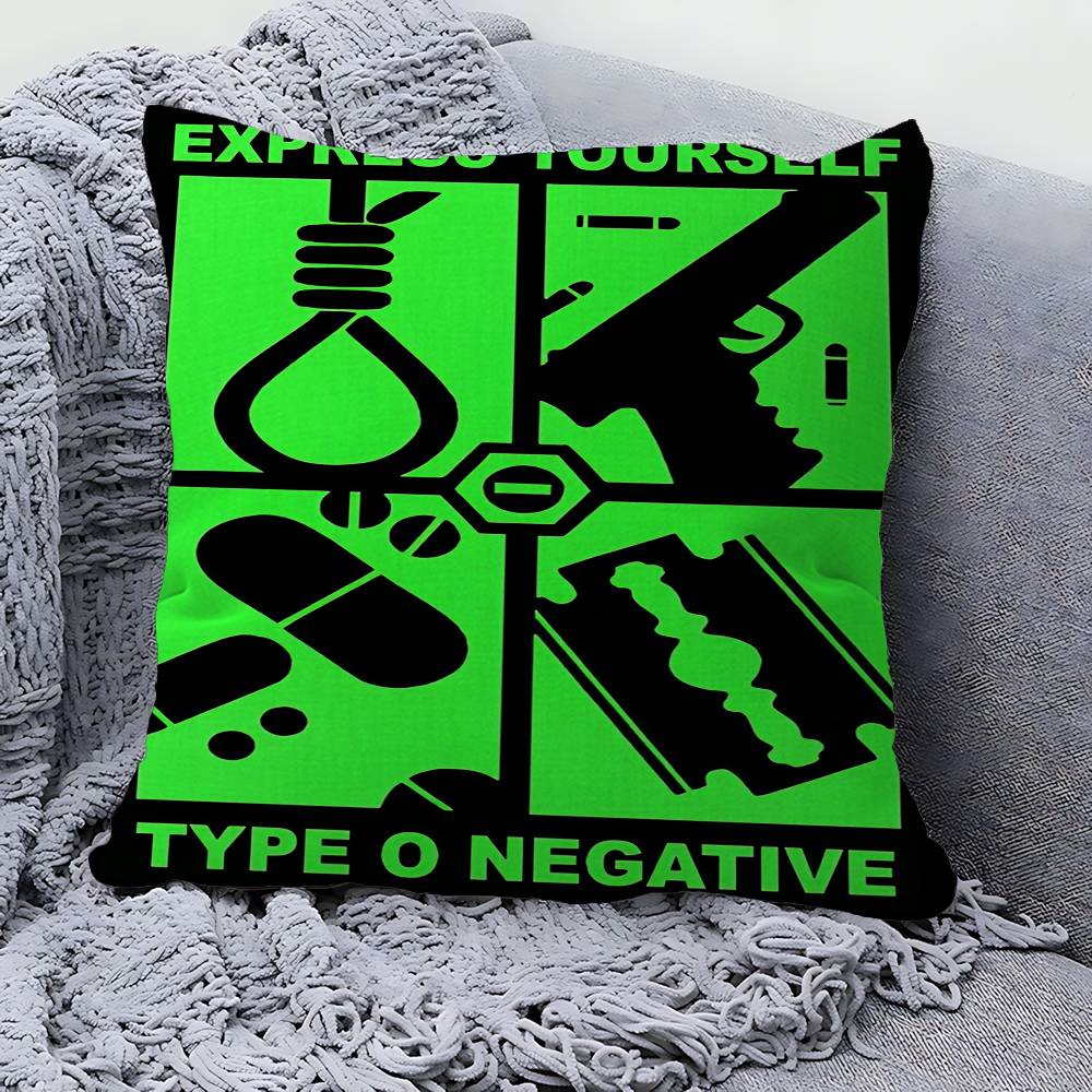 Rock Band T-Type O N-Negative Pillow Cushion Cover Pillowcase Living Room Sofa Home Decor Customized