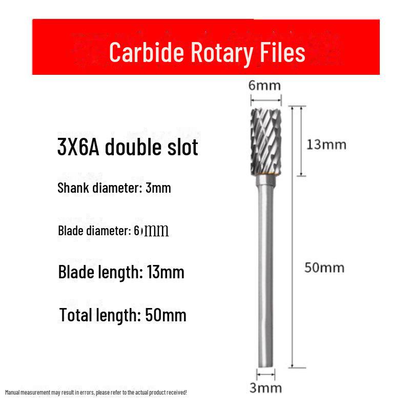 3mmX6 Tungsten Steel Carbide Rotary File for Electric Grinding - Small Metal Grinding Head