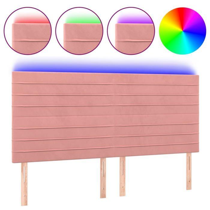 VidaXL Tête de Lit à LED Meuble de Chambre à Coucher Accessoire de Lit Double Tête de Cadre de Lit Intérieur Rose 3122635