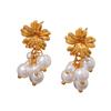 European Floral Titanium-Steel Heart Drop Earrings, Lightweight Luxury Design, Niche Style.