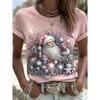 Fashion Women Christmas Pattern Print T Shirt Funny Casual O-neck Short Sleeves T-shirt Summer Female Tee Shirt