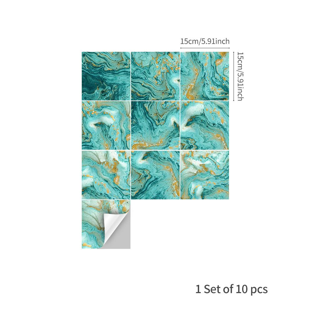 

15/20 см мраморная плитка наклейка водонепроницаемая настенная наклейка фартук для ванной комнаты кухня домашний декор 15*15cm зелёный