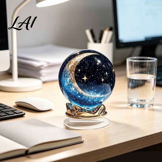 Fairy Tale Home Accessories Moon Star/Fairy Crystal Ball Ornament Decorative Acrylic Sphere for Bedroom Living Romantic Room Decor Desk Decor