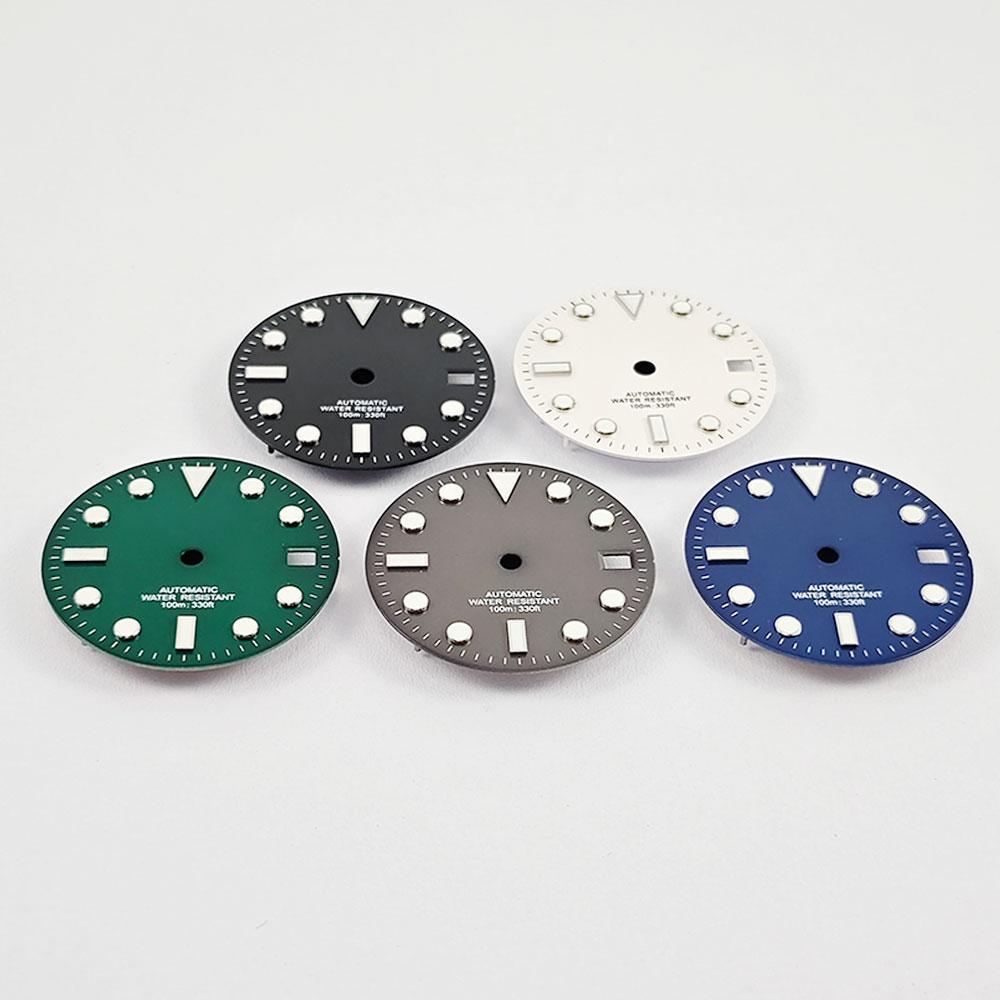 NH35 28.5mm No Logo Watch Dial Sterile Luminous White Black Blue Green For NH35A NH36 High Quality Silver Nail dial Parts