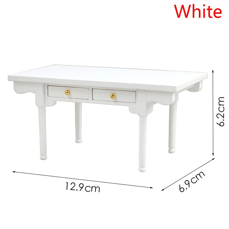 Miniature Dollhouse Furniture Computer Desk Study Desk Tea Coffee Table DollHouse Study Room Decor Simulation Mini Home Ornament