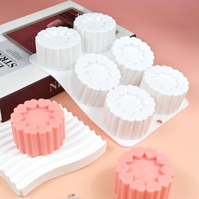 Heart Cylinder Silicone Molds Fondant Mousses Cake Molds Making Pastry Chocolate Molds Baking Decorating Tool Nonstick