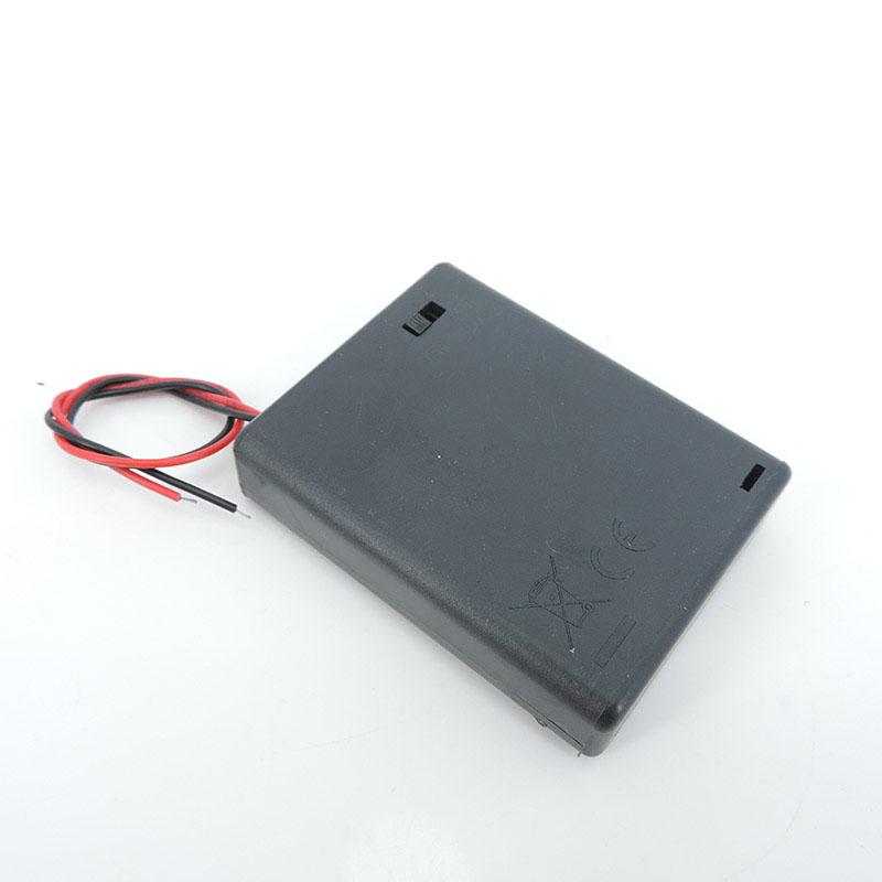 1/3pcs 4 Slot AAA 6V Battery Holder Case Box with Leads with ON/OFF Switch Cover Standard Battery Container Black