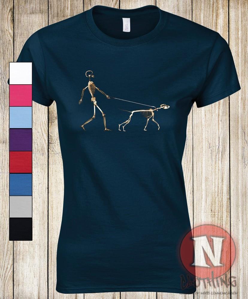Camiseta Ajustada Para Mujeres Con Esqueleto De Perro, X-RAY, Canino, Doggo