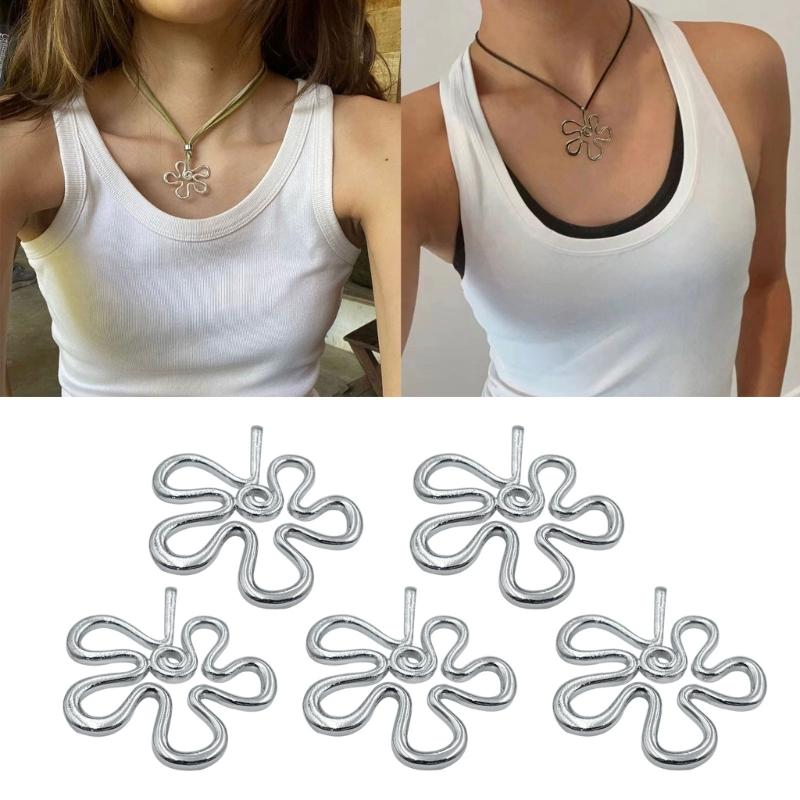 5 Pieces Flower Pendants Small Flower DIY Necklace Bracelet Supplies Alloy Material for Bracelet Bangle Necklace Jewelry