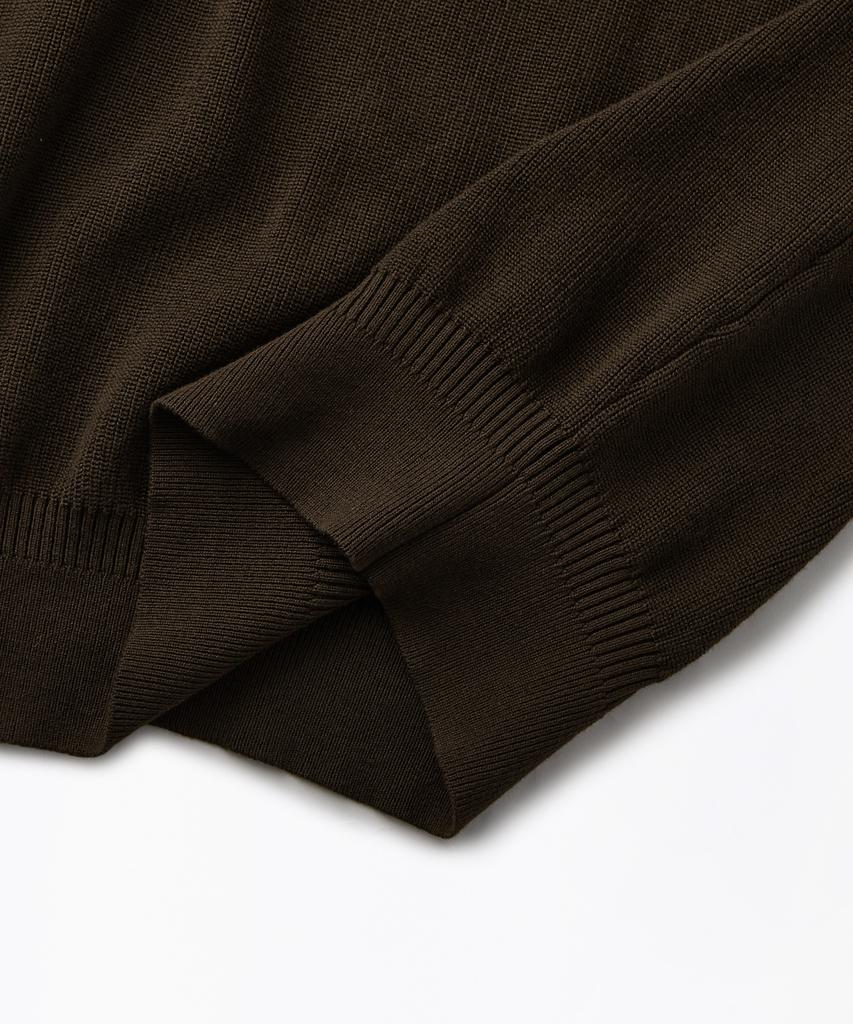 OUTSTANDING Half Zip-Up Knit Sweater_Brown