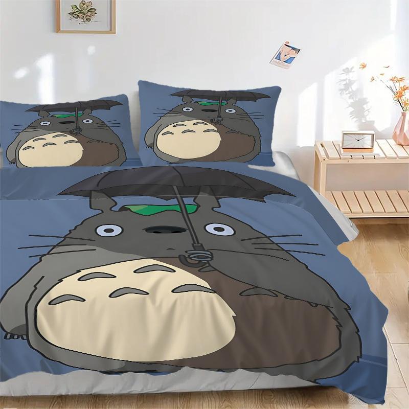 Neighbor Totoro Print 3Pcs Bedding Setduvet Cover With 2 Bedropillowcase Home Birthday Gift