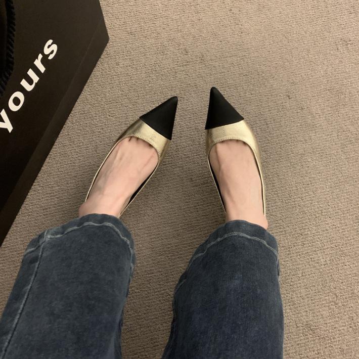 French retro stiletto high heels temperament celebrity gentle match skirt pointed empty single shoes half bag head sandals women