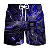 3D Printing Electronic Chip Short Pants Men Summer Beach Shorts Cool Street Circuit Board Graphic Swimsuit Gym Surf Swim Trunks