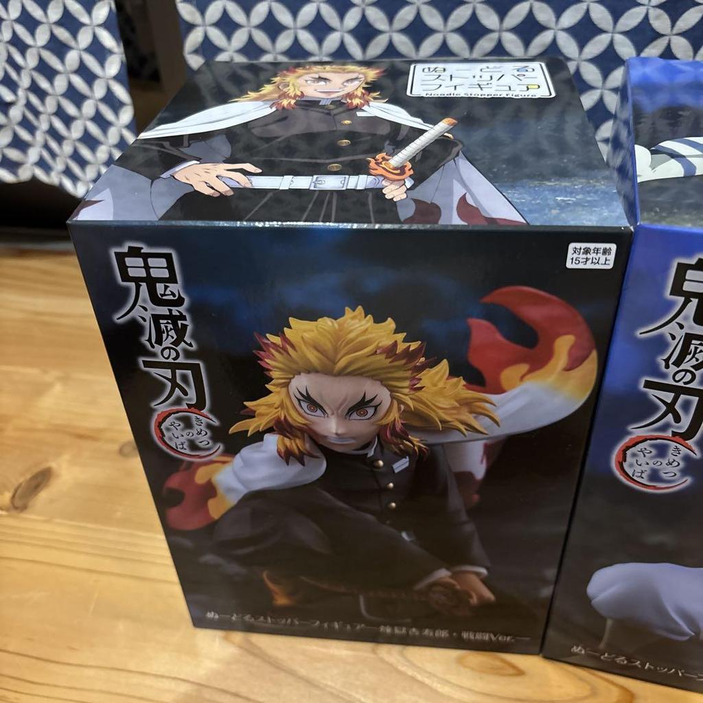 [USED] Demon Slayer: Kimetsu no Yaiba Rengoku and Akaza Noodle Stopper Figures ROUND1 Exclusive