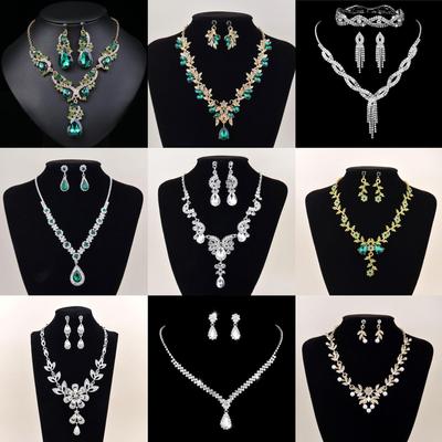 Elegantes europäisches & amerikanisches Legierungs-Halskettenset - Vielseitiger Braut- & Abendschmuck