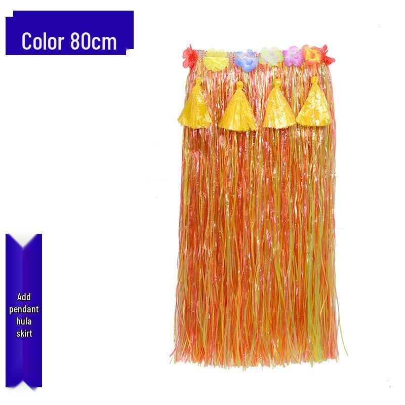 Colorful Hawaiian Hula Dance Costume Skirt Set for Role-Playing Activities