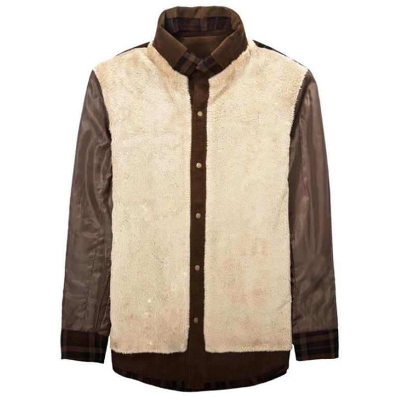 Youth autumn and winter Padded and Thickened Plaid Shirt Long-sleeved Warm Business Casual Cotton Jacket