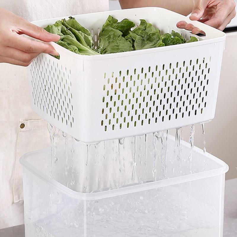 Multipurpose Food Storage Container with Removable Colander Accessory for Easy Draining and Long Time Use Preservation
