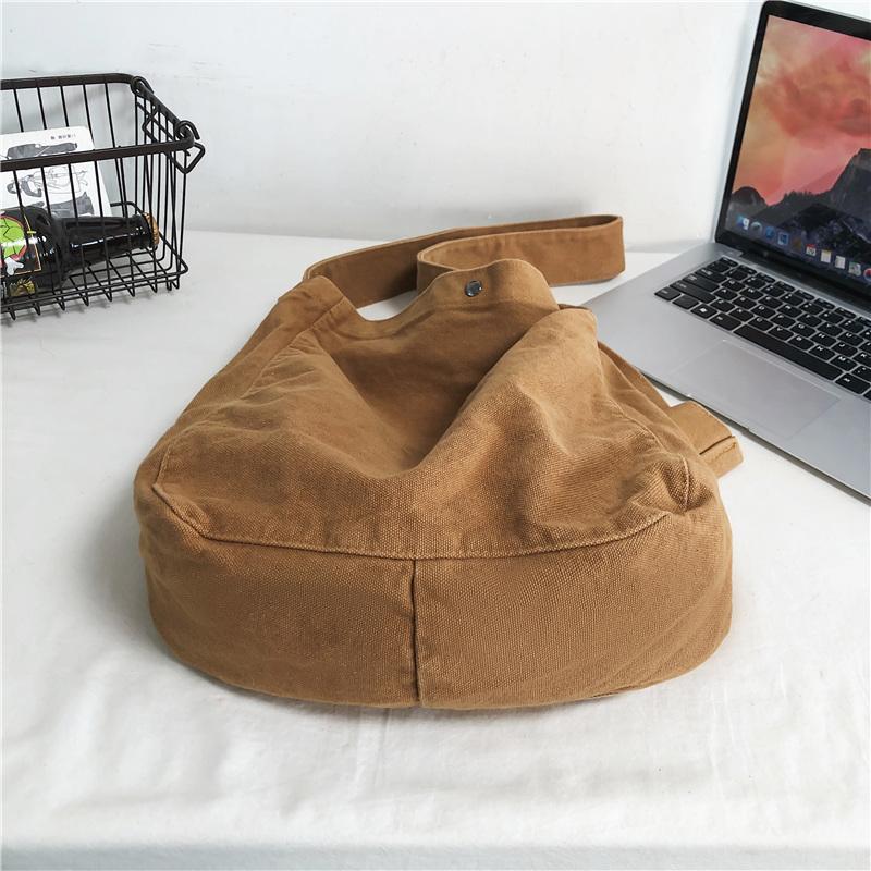 Minimalist Style Solid Shoulder Bags 100% Cott Unisex Solid Crossbody Bags Canvas Packages South Korea Casual Messenger Bags