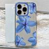 Elegant Blue Flower Lily Print Phone Case For Samsung Galaxy A36 A33 A55 A34 S25 Ultra S24 FE S23 S22 S21 Plus Soft Clear Cover