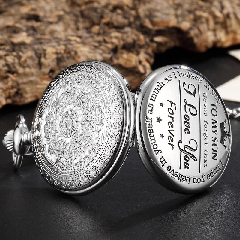 Vintage Round Pendant Pocket Watch for Son Roman Numeral Dial Chain Perfect Gift for Christmas Birthday Graduation