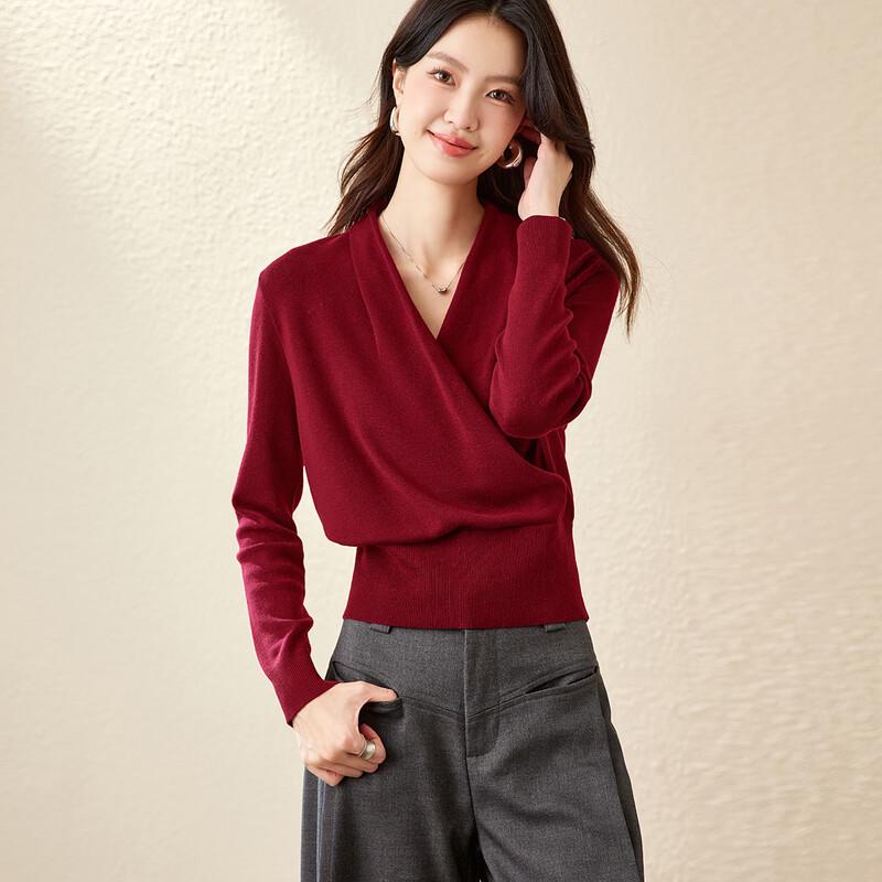 CARBAMMI Women s V-Neck Knit Pullover Top 38