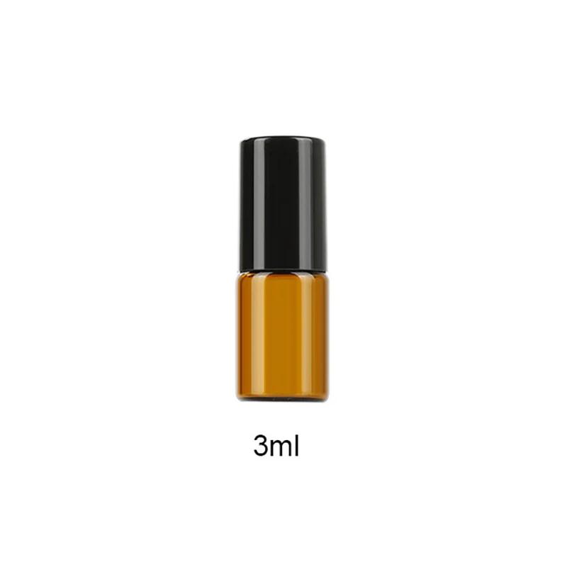 5-50pcs 1ml 2ml 3ml 5ml 10ml Glass Roll On Bottles For Essential Oils Amber Refillable Glass Roller Metal Oil Vials Mini Bottle